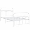 Cadre de lit métal sans matelas et pied de lit blanc 107x203 cm 