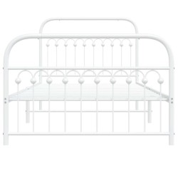 Cadre de lit métal sans matelas et pied de lit blanc 107x203 cm 