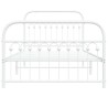 Cadre de lit métal sans matelas et pied de lit blanc 107x203 cm 