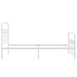 Cadre de lit métal sans matelas et pied de lit blanc 107x203 cm 