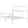 Cadre de lit métal sans matelas et pied de lit blanc 107x203 cm 