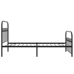 Cadre de lit métal sans matelas avec pied de lit noir 107x203cm 