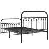 Cadre de lit métal sans matelas avec pied de lit noir 107x203cm 