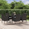 Ensemble à manger de jardin coussins 7pcs Noir Résine tressée 