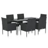Ensemble à manger de jardin coussins 7pcs Noir Résine tressée 