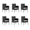 Ensemble à manger de jardin coussins 7pcs Noir Résine tressée 