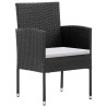 Ensemble à manger de jardin coussins 7pcs Noir Résine tressée 