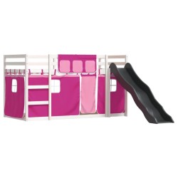 Lit superposé sans matelas avec toboggan et rideaux 90x200 cm 