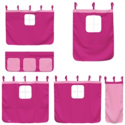 Lit superposé sans matelas avec toboggan et rideaux 90x200 cm 