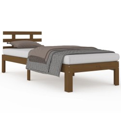Cadre de lit sans matelas marron miel bois massif 100x200 cm 