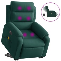 Fauteuil inclinable de massage électrique vert foncé velours 