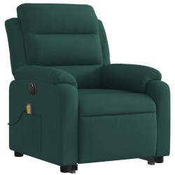 Fauteuil inclinable de massage électrique vert foncé velours 