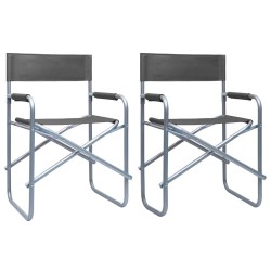 Chaises de metteur en scène lot de 2 Acier Gris 