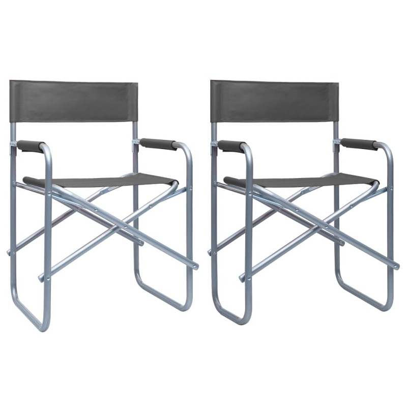 Chaises de metteur en scène lot de 2 Acier Gris Chaises de metteur en scène lot de 2 Acier Gris