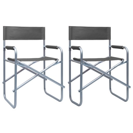 Chaises de metteur en scène lot de 2 Acier Gris 