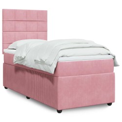Sommier à lattes de lit avec matelas Rose 90x200 cm Velours 