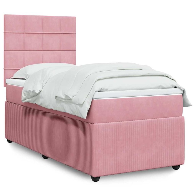 Sommier à lattes de lit avec matelas Rose 90x200 cm Velours 