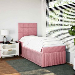 Sommier à lattes de lit avec matelas Rose 90x200 cm Velours 