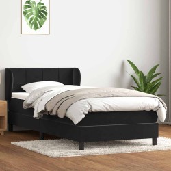 Sommier à lattes de lit avec matelas noir 100x210 cm velours 