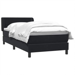 Sommier à lattes de lit avec matelas noir 100x210 cm velours 