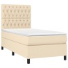 Sommier à lattes de lit et matelas et LED Crème 90x200 cm Tissu 