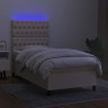 Sommier à lattes de lit et matelas et LED Crème 90x200 cm Tissu 