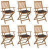 Chaises pliables de jardin lot de 6 avec coussins Bois d'acacia 