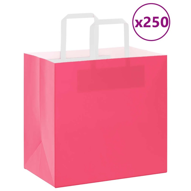 Sacs en papier 250 pcs avec poignées rose 26x17x25 cm 