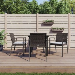 Ensemble à manger de jardin 5 pcs coussins résine tressée acier 