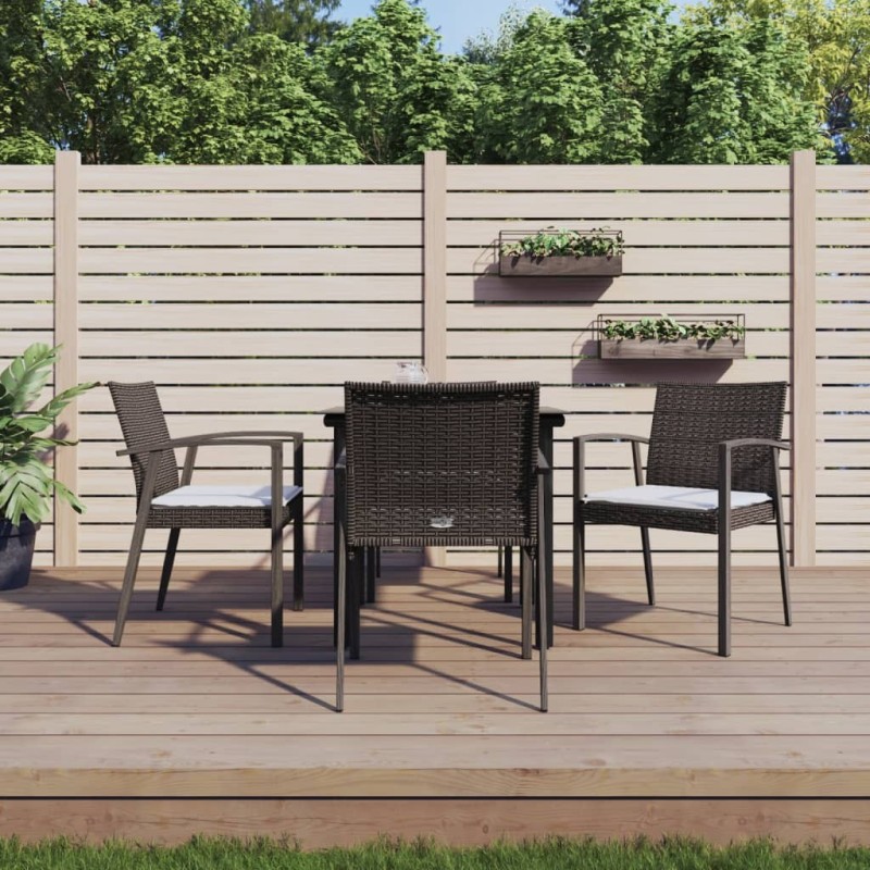 Ensemble à manger de jardin 5 pcs coussins résine tressée acier 