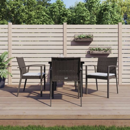Ensemble à manger de jardin 5 pcs coussins résine tressée acier 