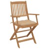 Chaises pliables de jardin lot de 6 avec coussins Bois d'acacia 