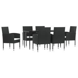 Ensemble à manger de jardin 7 pcs noir résine tressée et acier 