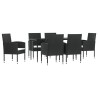 Ensemble à manger de jardin 7 pcs noir résine tressée et acier 