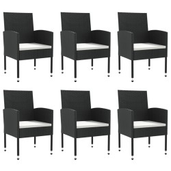 Ensemble à manger de jardin 7 pcs noir résine tressée et acier 