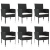 Ensemble à manger de jardin 7 pcs noir résine tressée et acier 