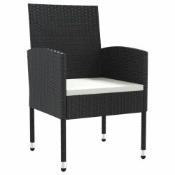 Ensemble à manger de jardin 7 pcs noir résine tressée et acier 