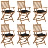 Chaises pliables de jardin lot de 6 avec coussins Bois d'acacia 