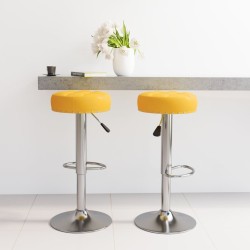 Tabourets de bar lot de 2 jaune moutarde tissu 