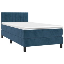 Sommier à lattes de lit et matelas et LED Bleu foncé 90x200cm 