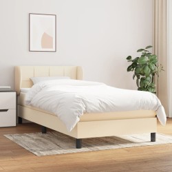 Sommier à lattes de lit et matelas Crème 90x190 cm Tissu 
