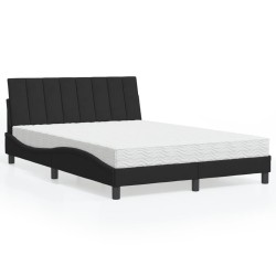Lit avec matelas noir 140x190 cm velours 