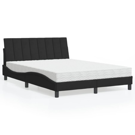 Lit avec matelas noir 140x190 cm velours 