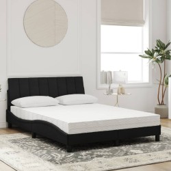 Lit avec matelas noir 140x190 cm velours 