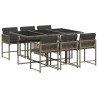 Ensemble à manger de jardin et coussins 7 pcs gris rotin 