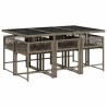 Ensemble à manger de jardin et coussins 7 pcs gris rotin 