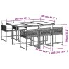 Ensemble à manger de jardin et coussins 7 pcs gris rotin 