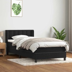Sommier à lattes de lit avec matelas noir 100x210 cm velours 