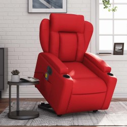 Fauteuil inclinable de massage électrique rouge similicuir 