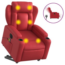 Fauteuil inclinable de massage électrique rouge similicuir 